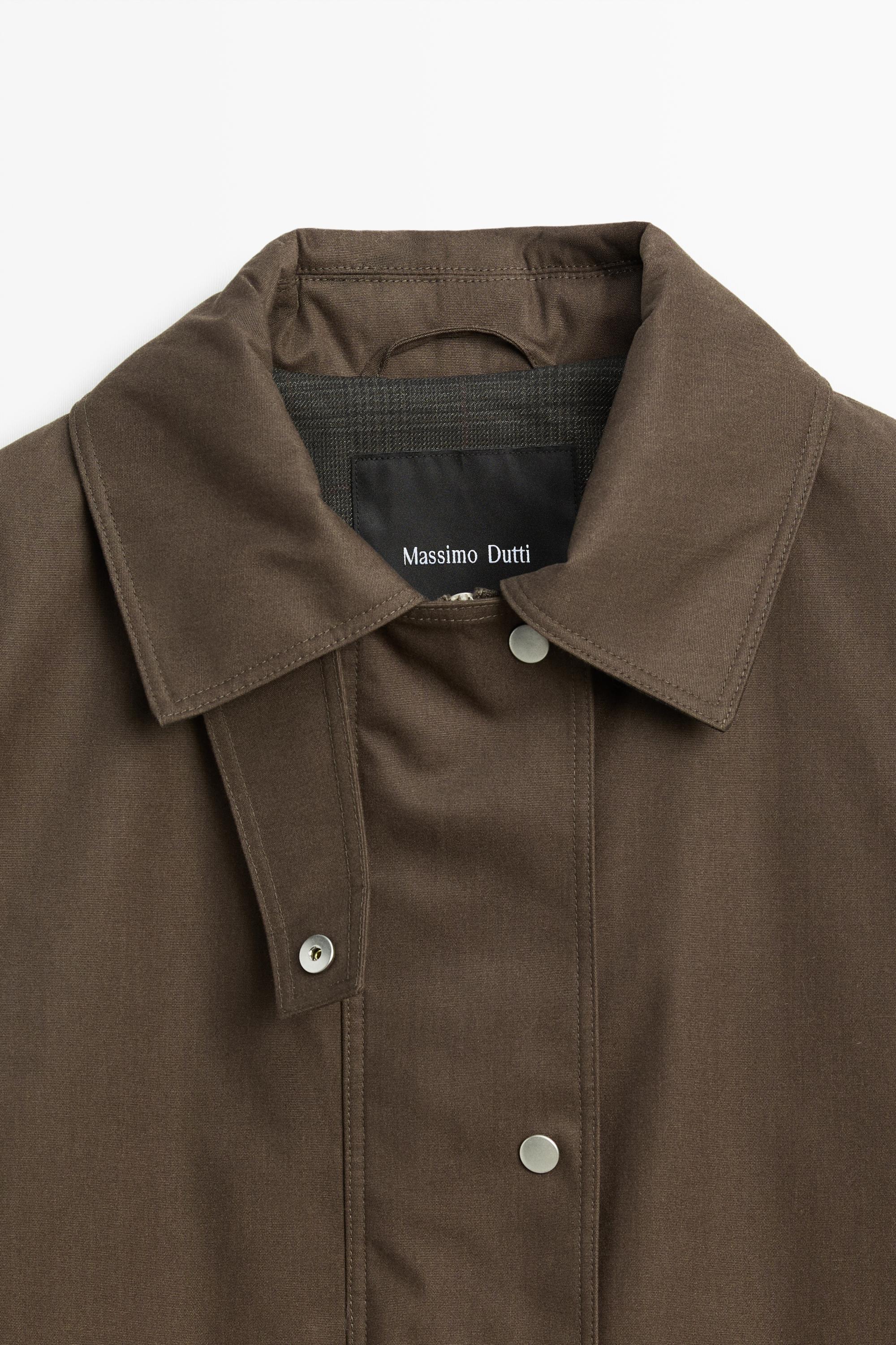 Waxed-effect plaid-lined jacket